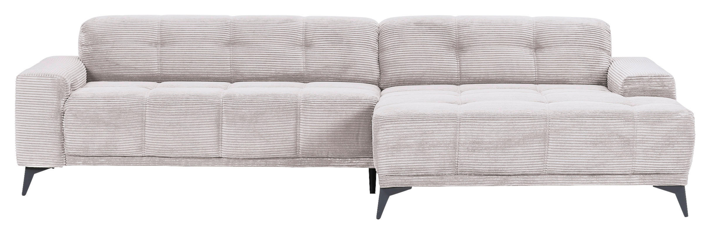 ECKSOFA in Cord Naturfarben  295/165 cm  - Schwarz/Naturfarben, KONVENTIONELL, Textil/Metall (295/165cm) - Carryhome