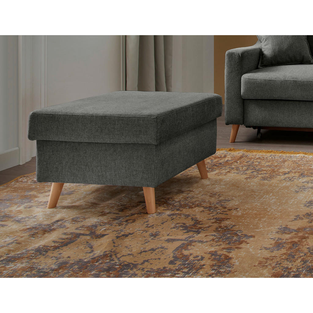 Thumbnail - P & B Hocker, Anthrazit, Textil, Buche, massiv, Struktur, rechteckig, 61x43x61 cm, Made in EU, Wohnzimmer, Hocker, Sitzh...