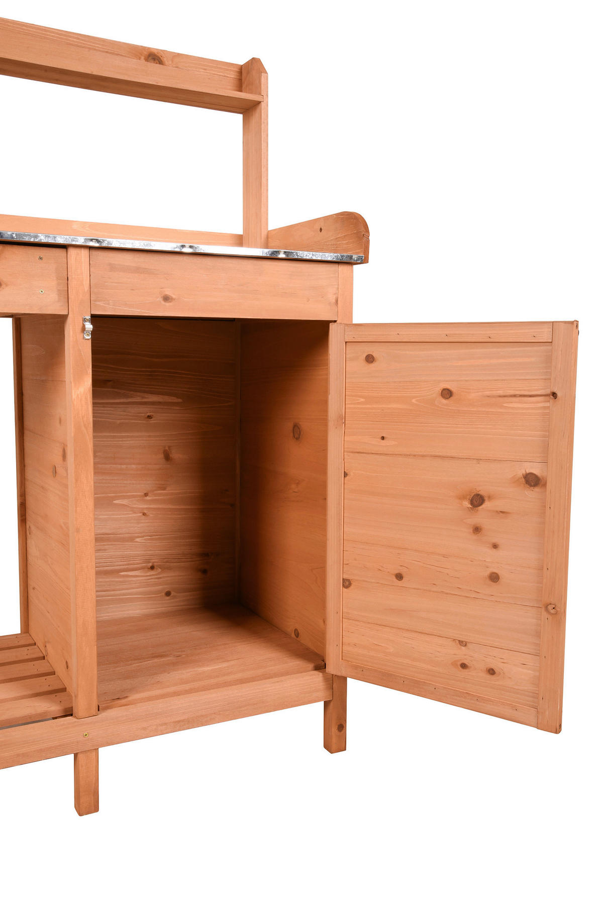 PFLANZTISCH  - Silberfarben/Braun, MODERN, Holz/Metall (45,5/125/112,3cm) - Gardenson