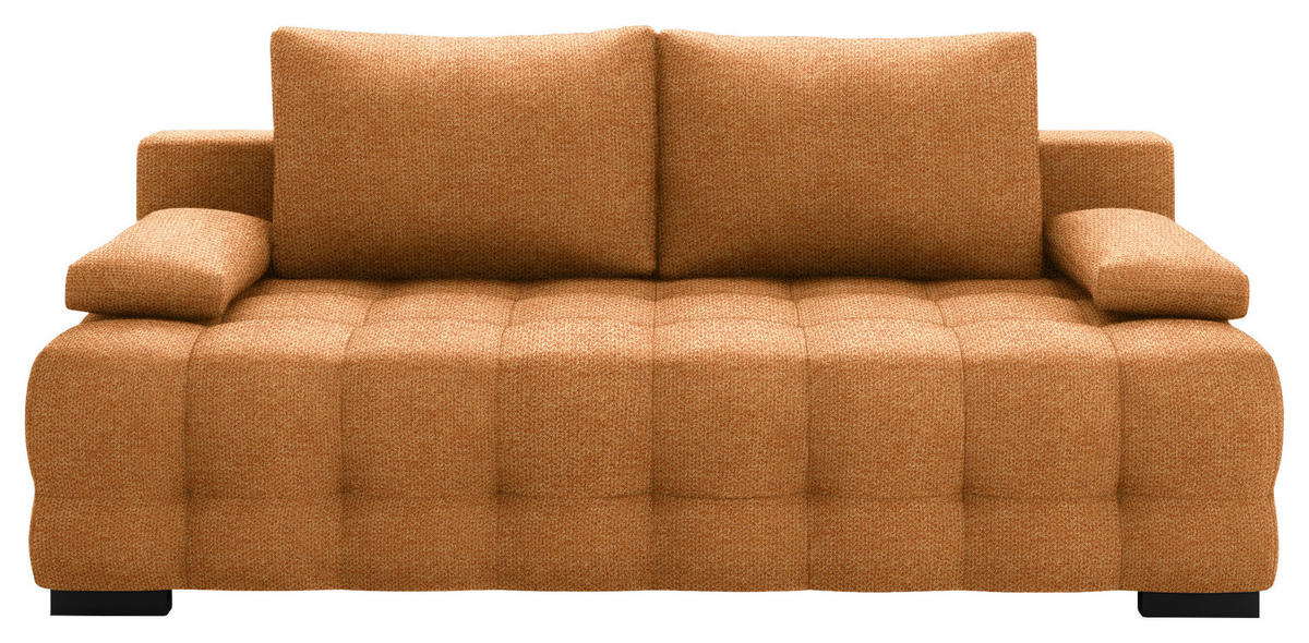 SCHLAFSOFA Jensen  mit Stoffauswahl, Schlafen auf Sitzhöhe, Rücken echt Struktur Currygelb  - Currygelb/Schwarz, KONVENTIONELL, Kunststoff/Textil (209/96/100cm) - Stylife