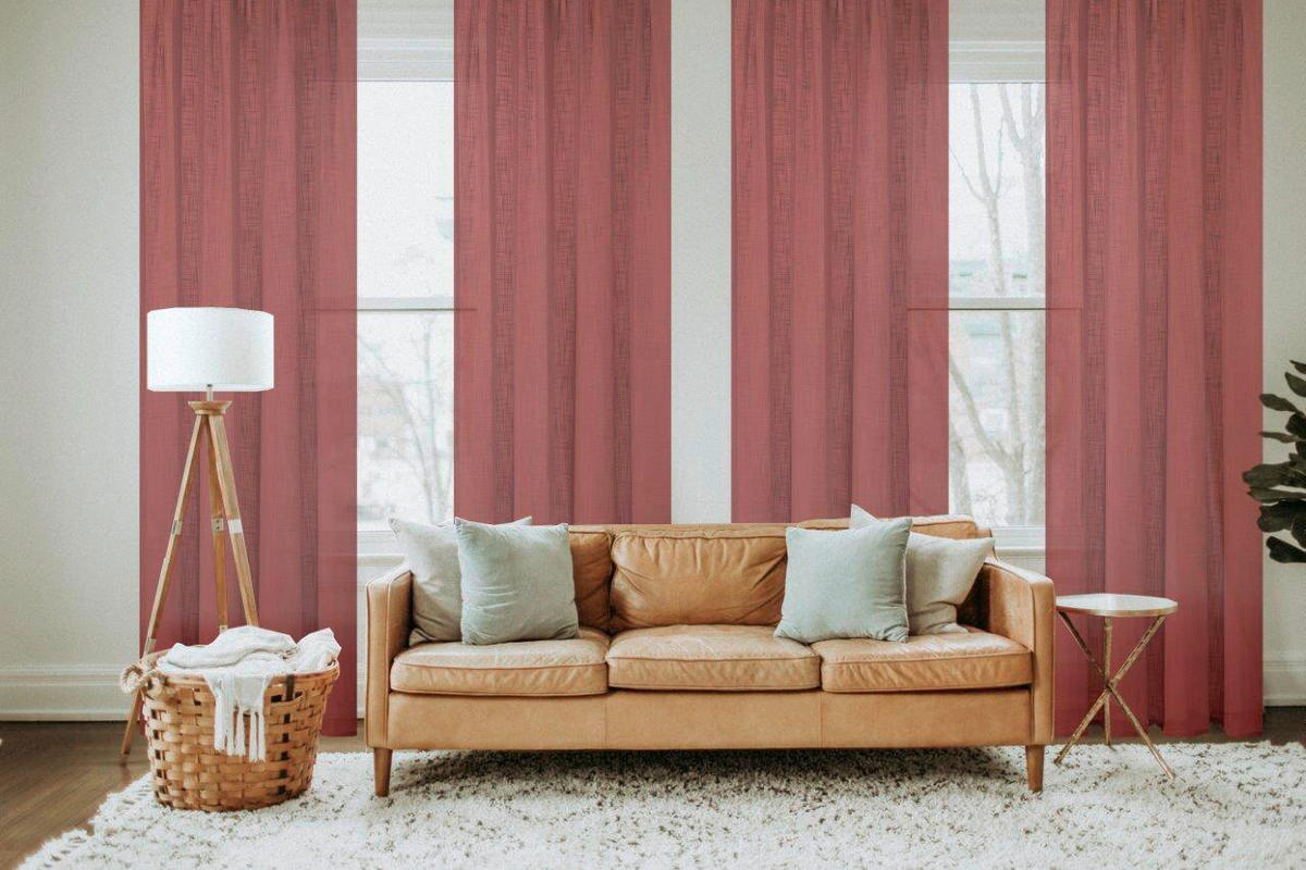 FERTIGVORHANG  halbtransparent   140/160 cm 2 Stück  - Beere, Basics, Textil (140/160cm)