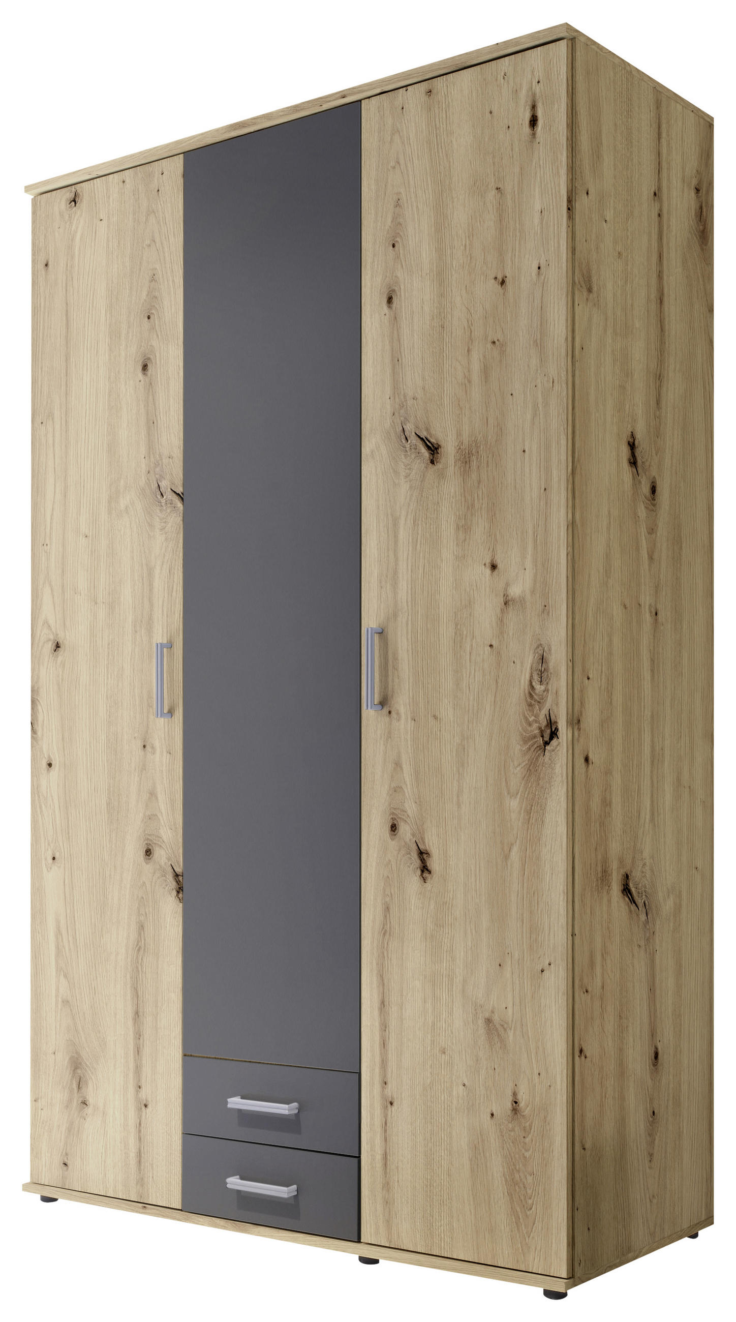 ORMAR SA KLASIČNIM VRATIMA grafitno siva, hrast artisan  120/196,3/53,5 cm  - boja aluminijuma/grafitno siva, Moderno, pločasti materijal/plastika (120/196,3/53,5cm) - Carryhome
