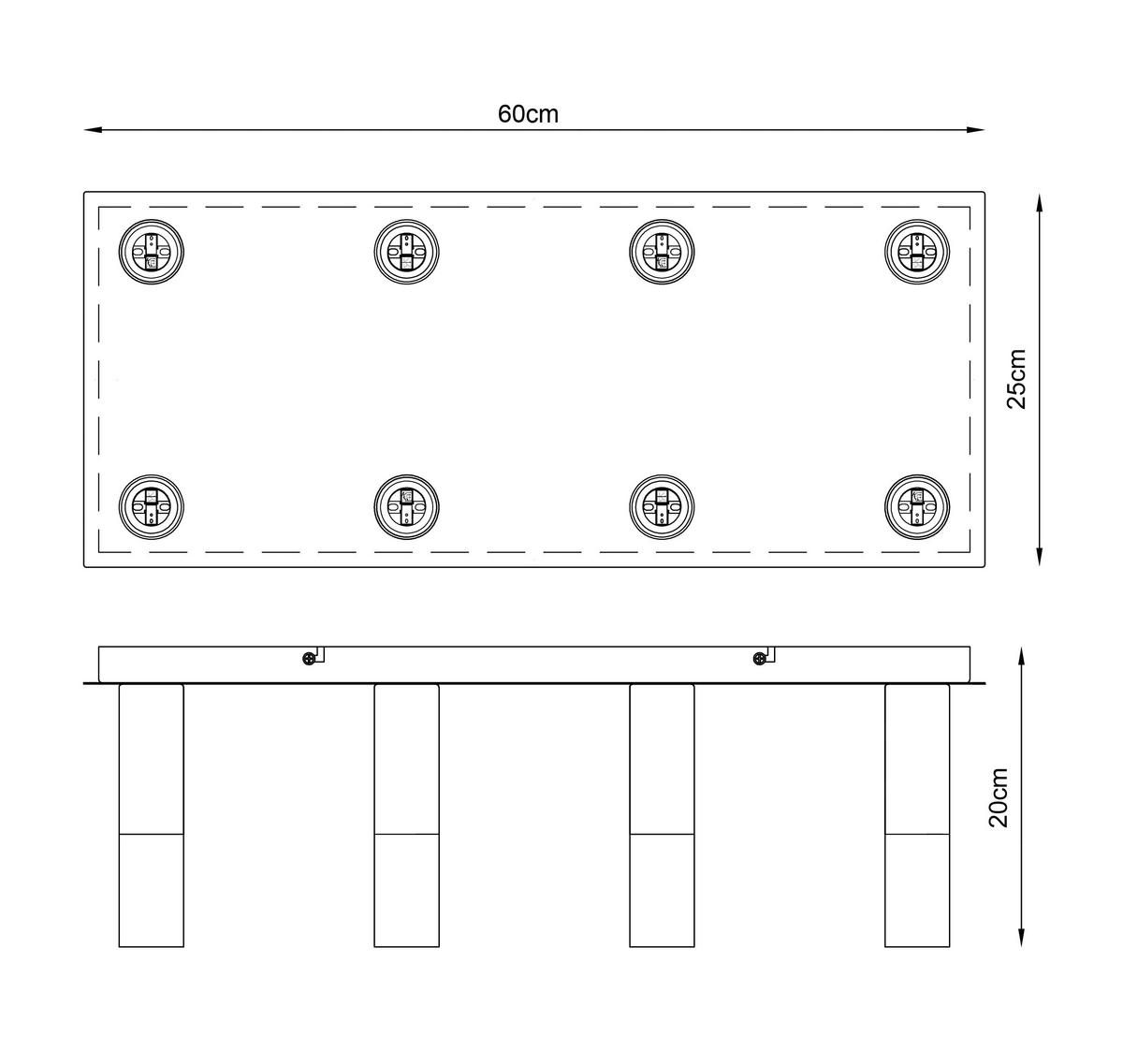 DECKENLEUCHTE 60/25/20 cm   - Schwarz, Design, Metall (60/25/20cm) - Collet's Monde
