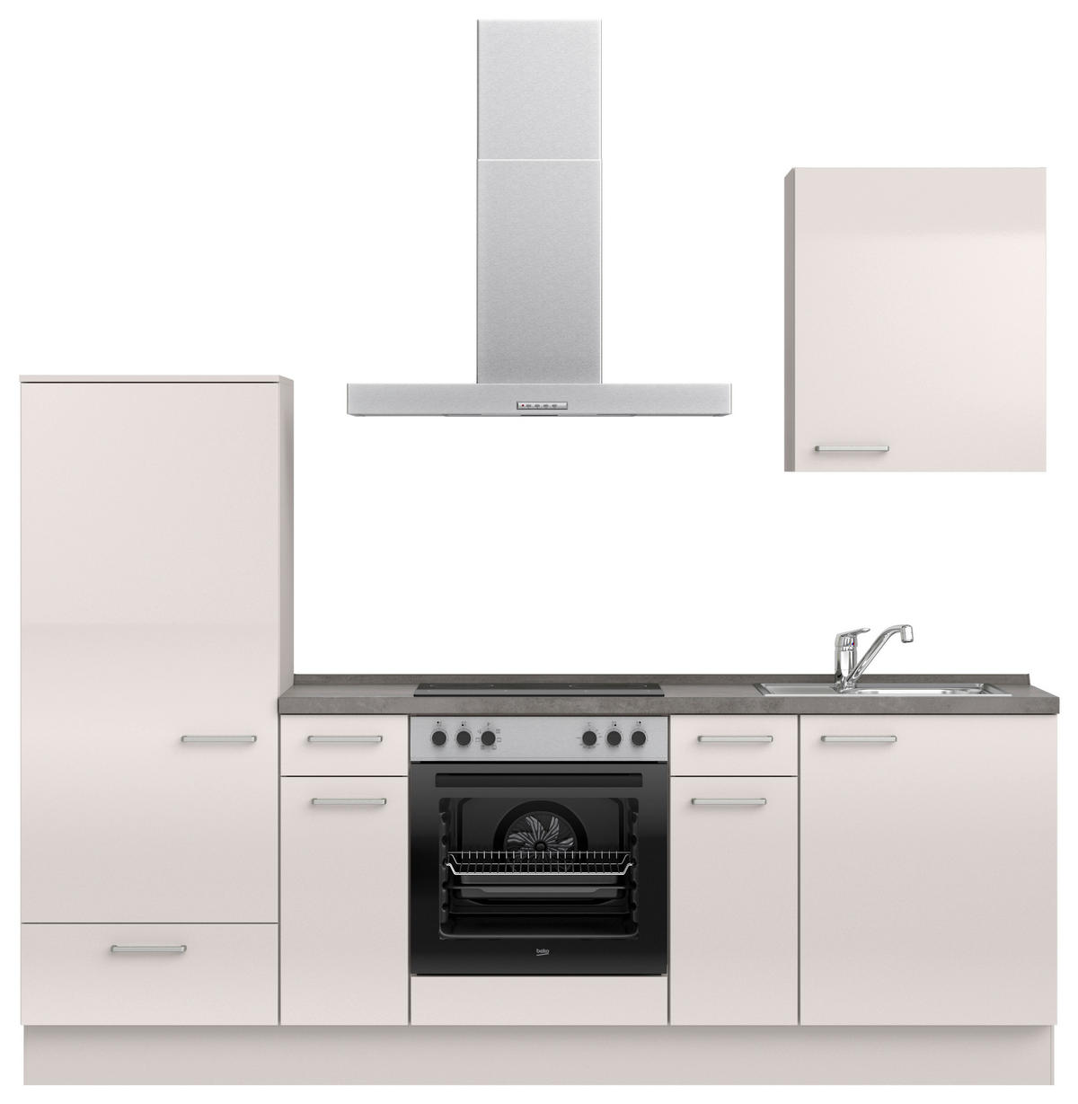 KÜCHENBLOCK Flash 240 cm  in Schieferfarben, Seidengrau  - Schieferfarben/Edelstahlfarben, MODERN, Holzwerkstoff/Metall (240cm) - Nobilia