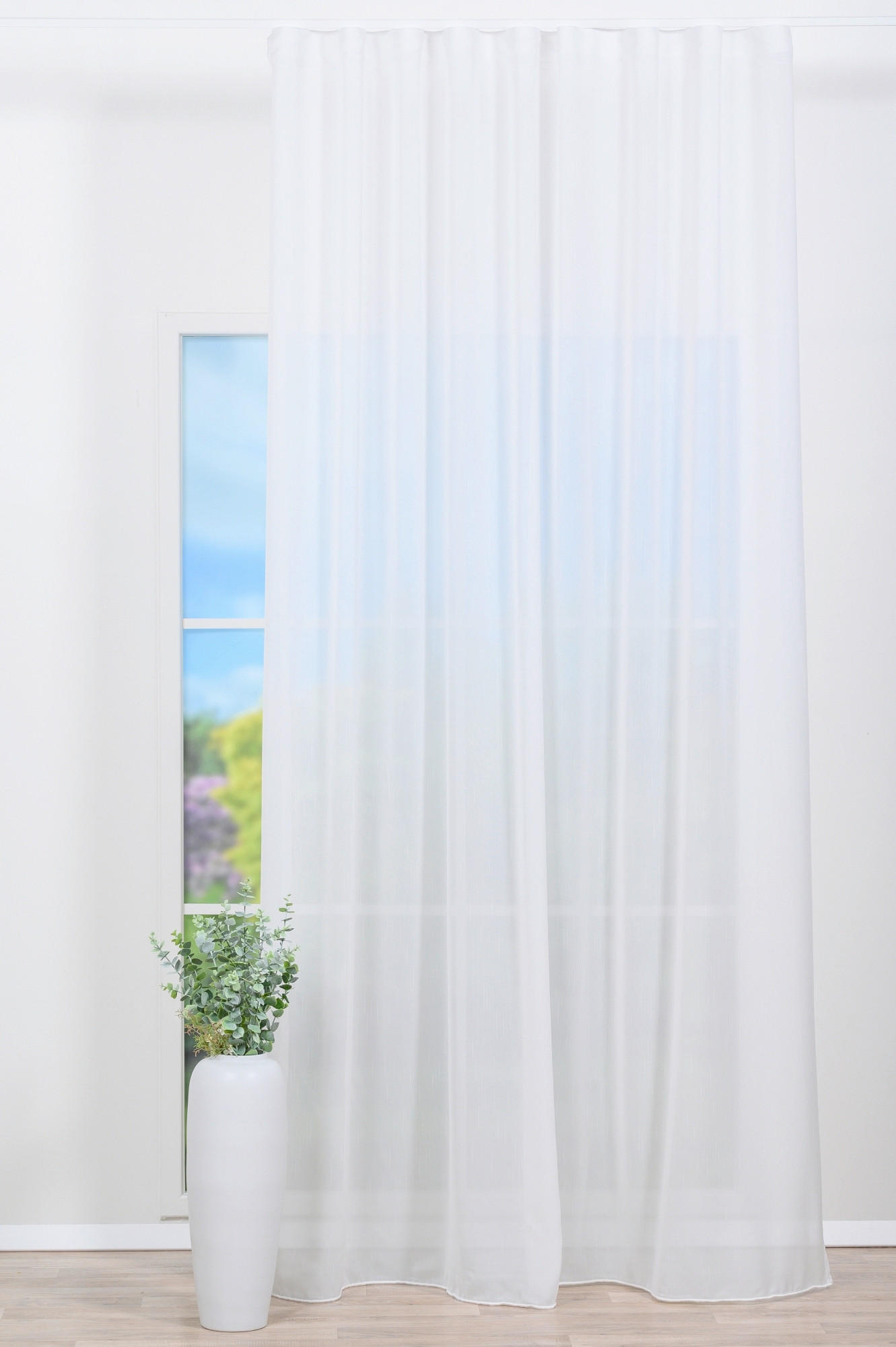 Perdea Confecționată transparent  - alb, Basics, textil (24/31/4cm)