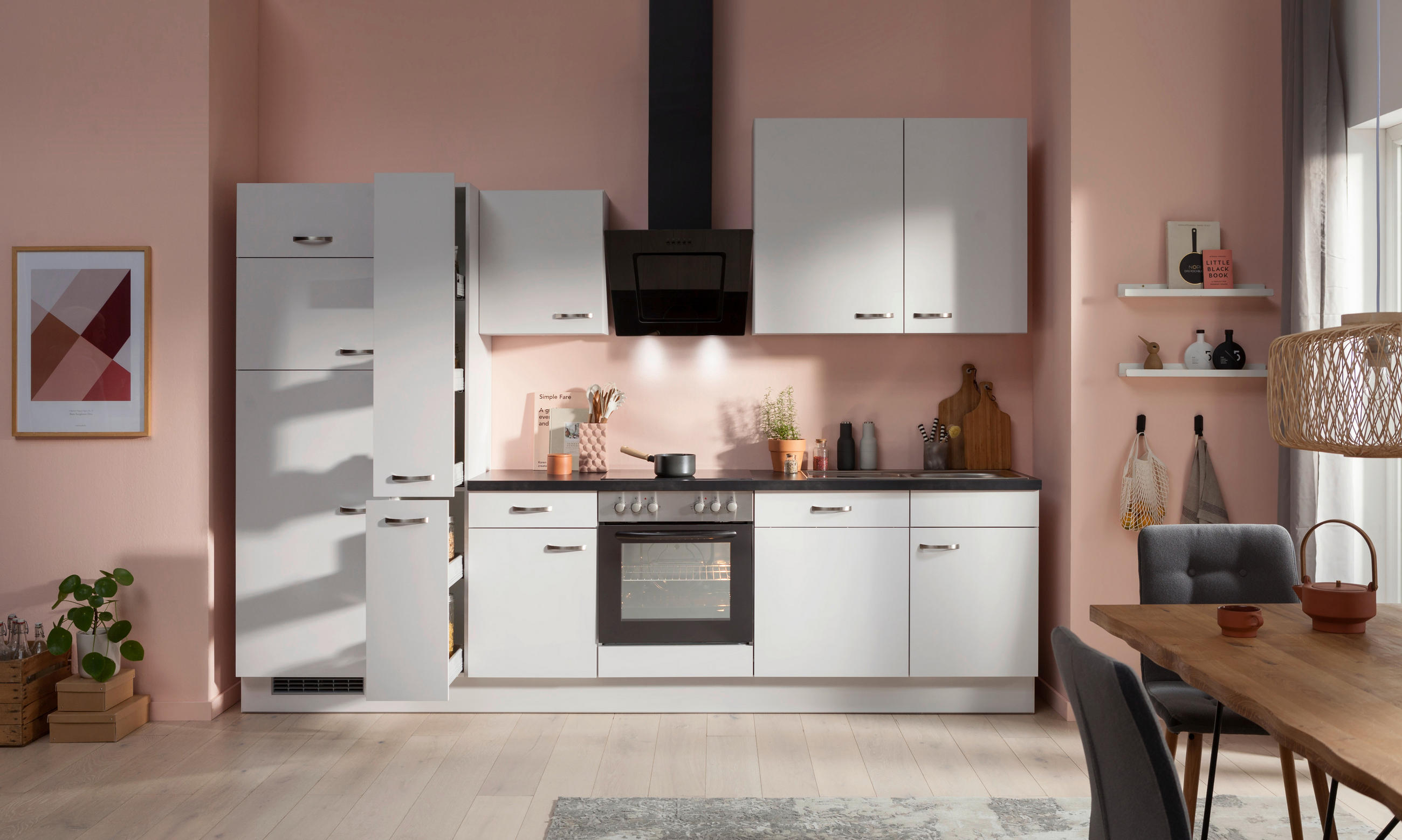 KÜCHENBLOCK   in Grau, Schwarz  - Schwarz/Grau, Basics, Holzwerkstoff (310cm) - Venda