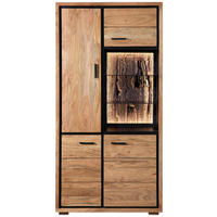 VITRINE  in Hartholz Akazie Akaziefarben  - Schwarz/Akaziefarben, LIFESTYLE, Glas/Holz (88/180/40cm) - Landscape