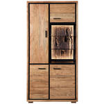 VITRINE  in Hartholz Akazie Akaziefarben  - Schwarz/Akaziefarben, LIFESTYLE, Glas/Holz (88/180/40cm) - Landscape