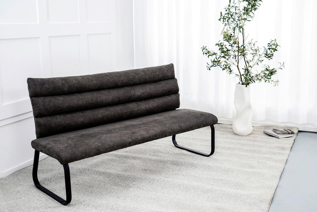 SITZBANK 180/94,5/70 cm Webstoff Braun  - Schwarz/Braun, Design, Textil/Metall (180/94,5/70cm) - Novel