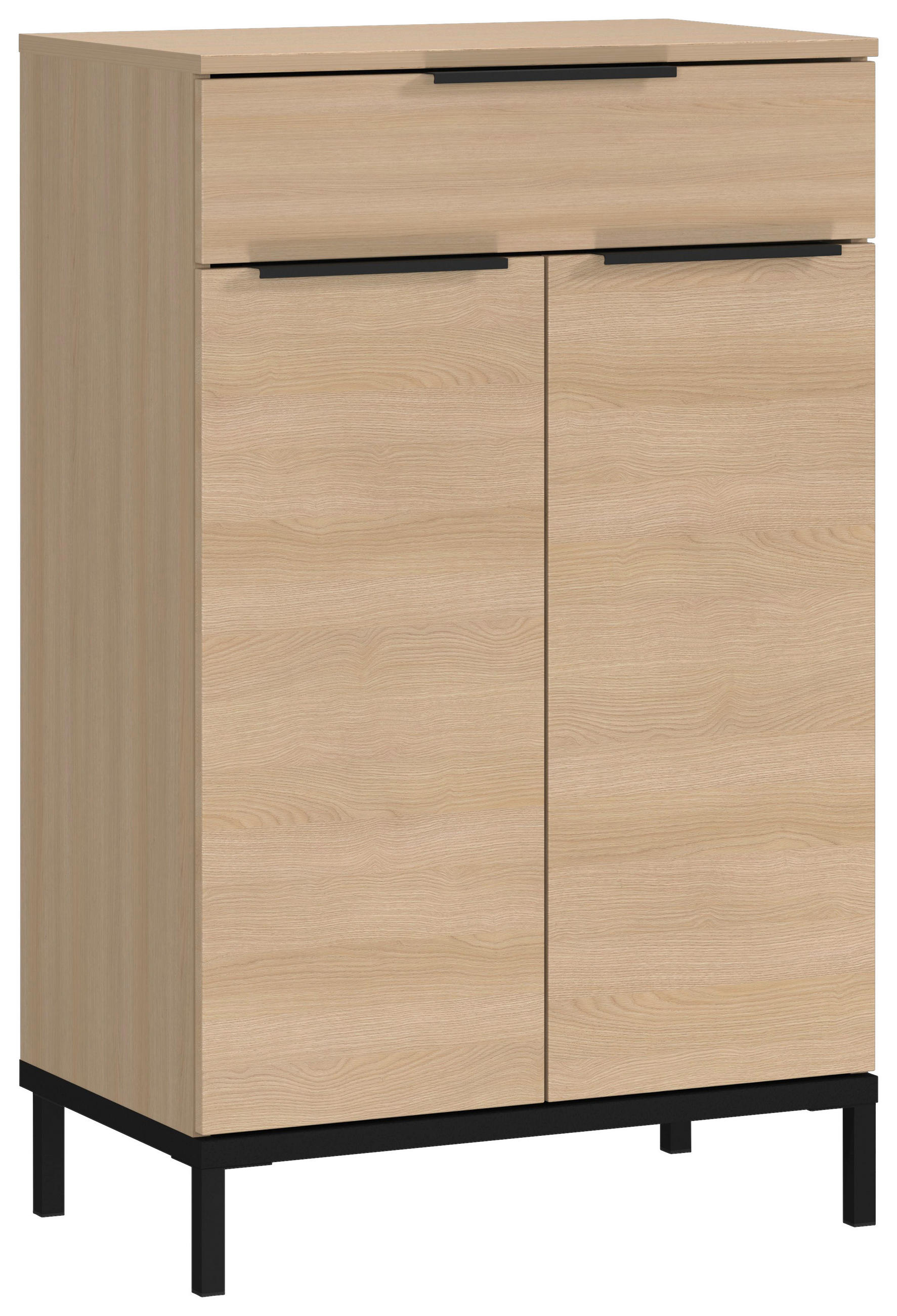 MIDISCHRANK 60/97/38 cm  - Eichefarben/Schwarz, Modern, Holzwerkstoff/Metall (60/97/38cm) - Xora