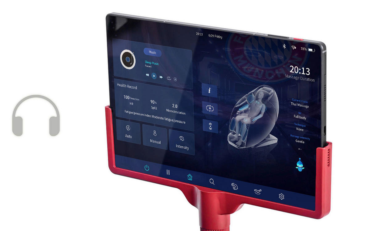 MASSAGESESSEL FC BAYERN MÜNCHEN  mit Lederlook Weiß, Beige integrierte Lautsprecher, Relaxfunktion, Liegefunktion, Sitzheizung, Netzbetrieb, Massagefunktion, Herz-Waage-Funktion, integrierter Akku, abwischbar, ausziehbare Fußstütze, Bluetooth-Lautsprecher, Rückenlehne in S-Form  - Beige/Weiß, KONVENTIONELL, Kunststoff/Textil (86/130/169-190cm) - Welnova