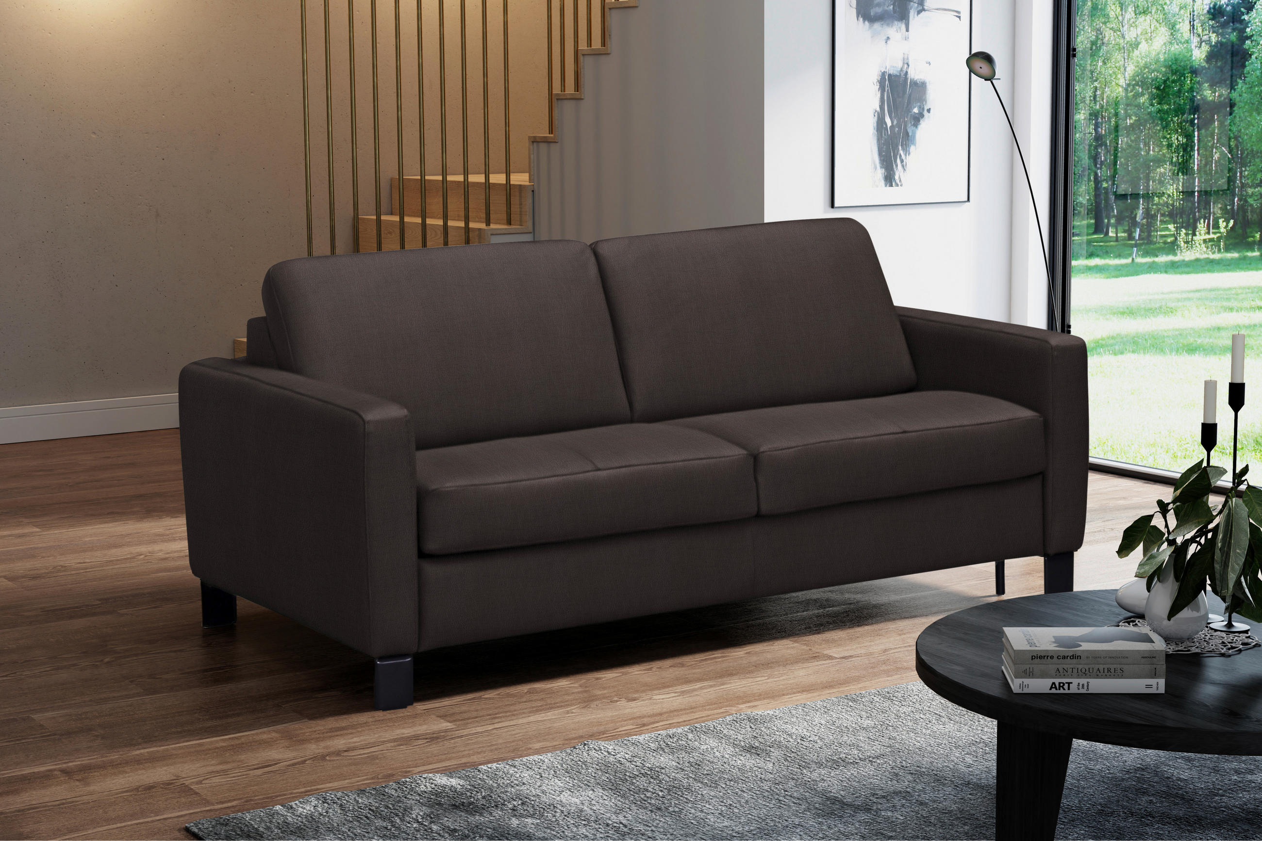 Thumbnail - Celina Home Schlafsofa Aruba, Dunkelbraun, Textil, Leder, Kombination Echtleder/Lederlook, Rindleder, 3-Sitzer, 190x87x1...