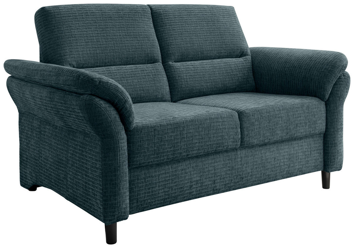 2-SITZER-SOFA in Mikrofaser Blau  - Blau/Schwarz, Modern, Holz/Textil (147/90/89cm) - Livetastic