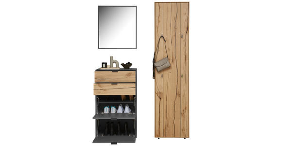 GARDEROBE 4-teilig in 128,8/205,5/37,1 cm - Design, Glas/Holz (128,8/205,5/37,1cm) - Dieter Knoll