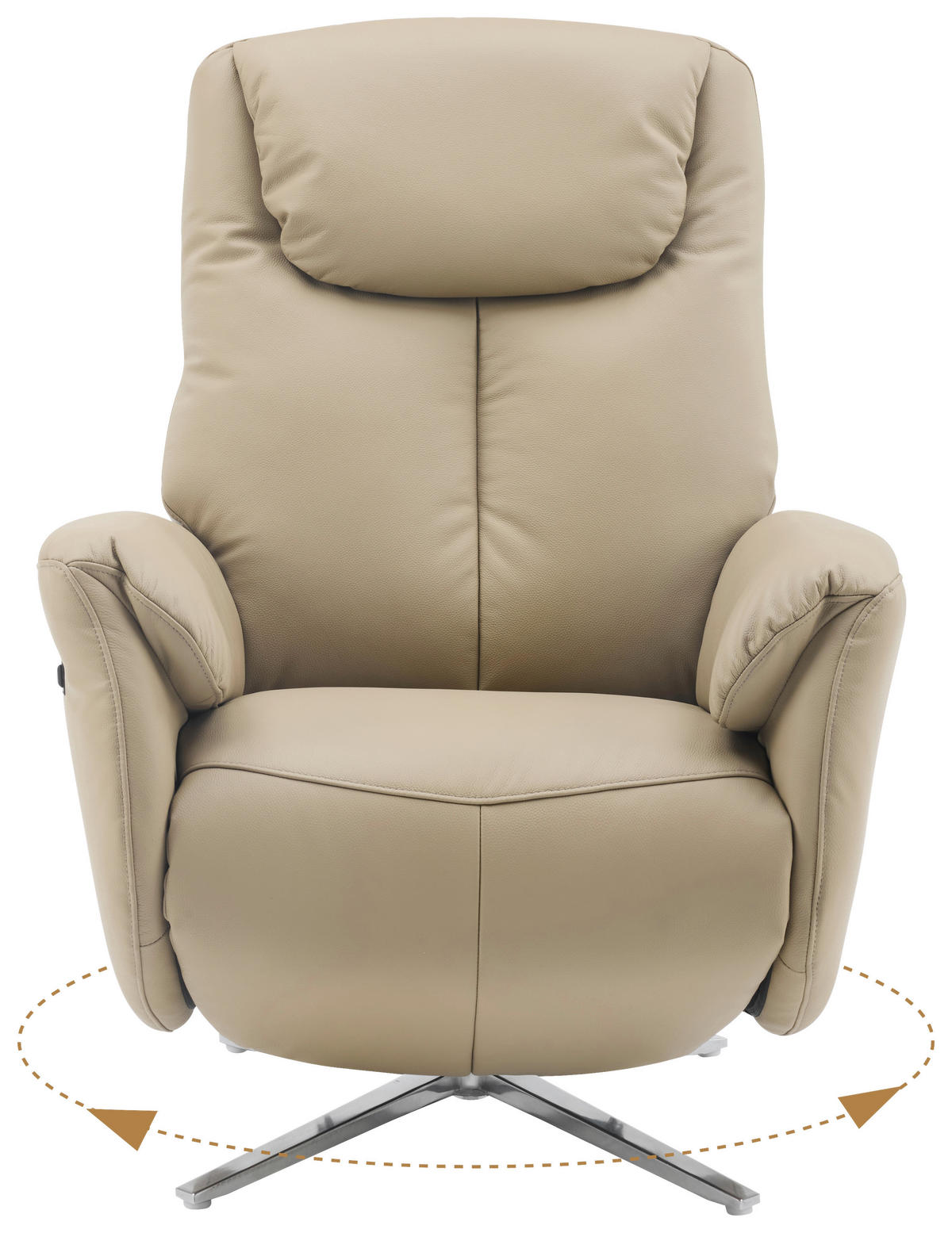MASSAGESESSEL Echtleder Lederlook Taupe    - Taupe/Chromfarben, Design, Leder/Textil (79/110/85cm) - Livetastic