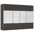 SCHWEBETÜRENSCHRANK  in Graphitfarben, Weiß  - Chromfarben/Graphitfarben, KONVENTIONELL, Glas/Holzwerkstoff (316/235/68cm) - Novel