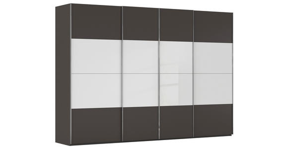 SCHWEBETÜRENSCHRANK  in Graphitfarben, Weiß  - Chromfarben/Graphitfarben, KONVENTIONELL, Glas/Holzwerkstoff (316/235/68cm) - Novel