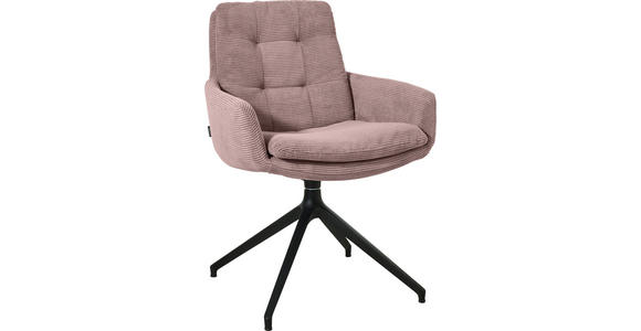 ARMLEHNSTUHL  Stoffauswahl, Typenauswahl, Sitzfläche 360° drehbar, Gestellauswahl Cord  - Altrosa/Schwarz, Design, Textil/Metall (63/90/69cm) - Johann Jakob