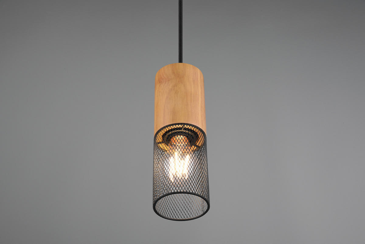 SCHIENENSYSTEM-HÄNGELEUCHTE 8,0/180 cm   - Schwarz, Natur, Holz/Metall (8,0/180cm) - Trio Leuchten