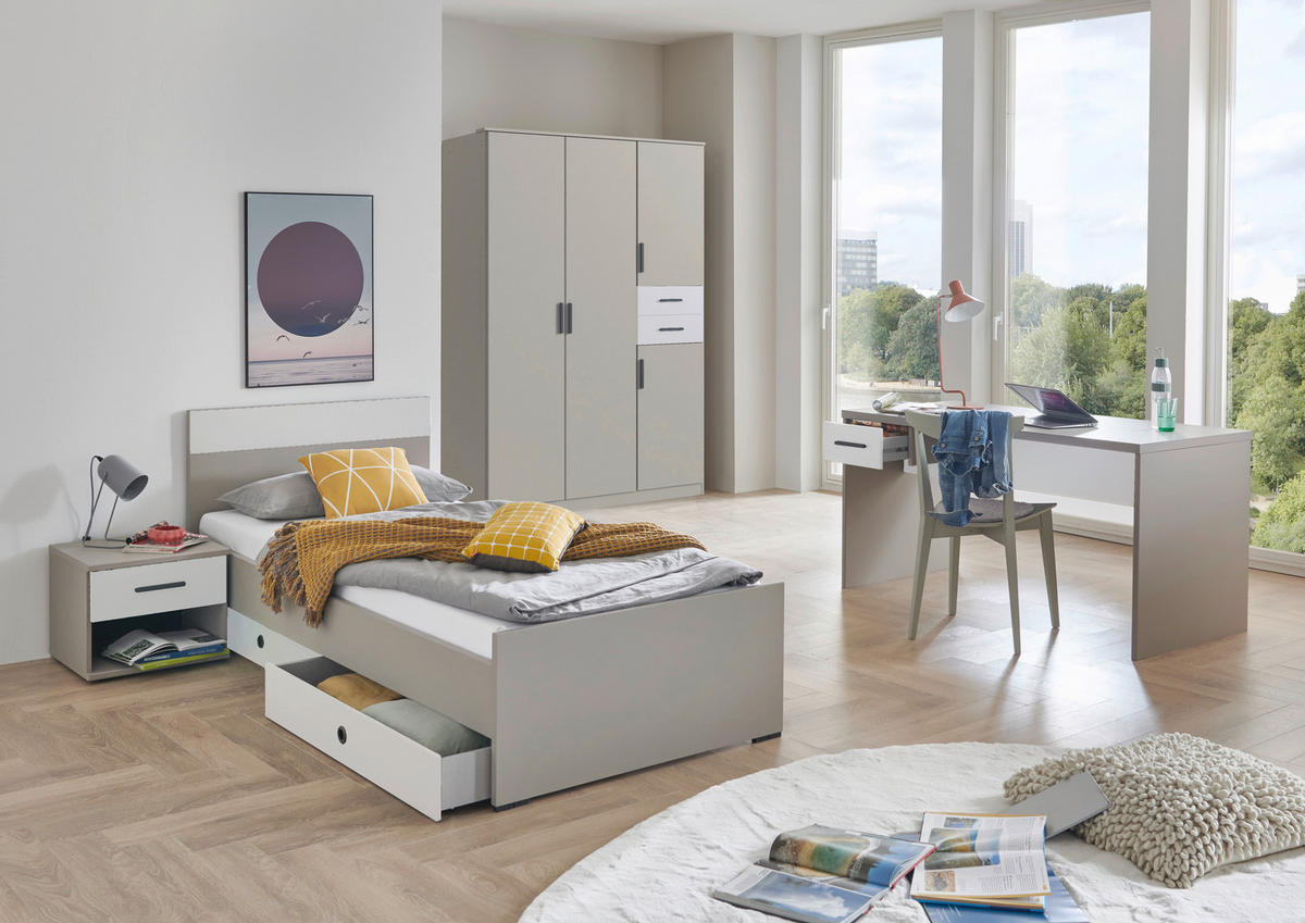 SCHREIBTISCH 140/70/72 cm Grau, Weiß, Sahara seitenverkehrt montierbar  - Schwarz/Weiß, Design, Holzwerkstoff/Kunststoff (140/70/72cm) - Carryhome