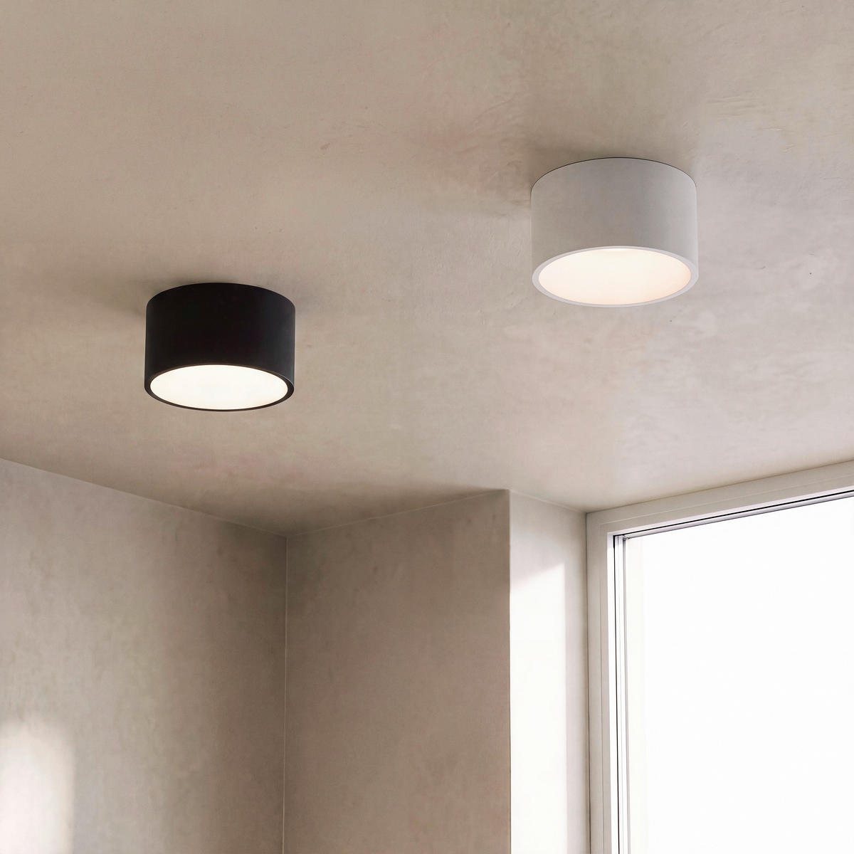 LED-DECKENLEUCHTE Raymond 15/7,5 cm   - Opal/Schwarz, Design, Kunststoff/Metall (15/7,5cm) - Globo