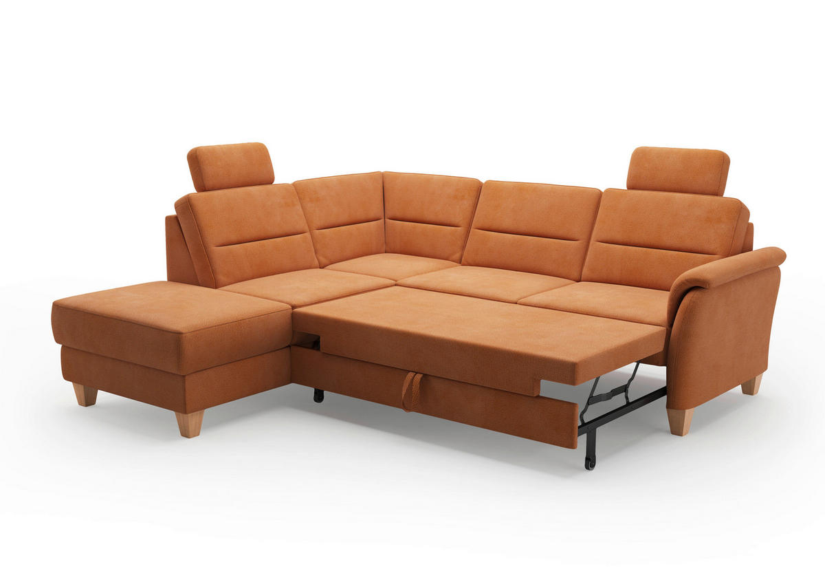 ECKSOFA in Flachgewebe Terracotta  - Eichefarben/Terracotta, Konventionell, Holz/Textil (212/236cm) - Sit & More