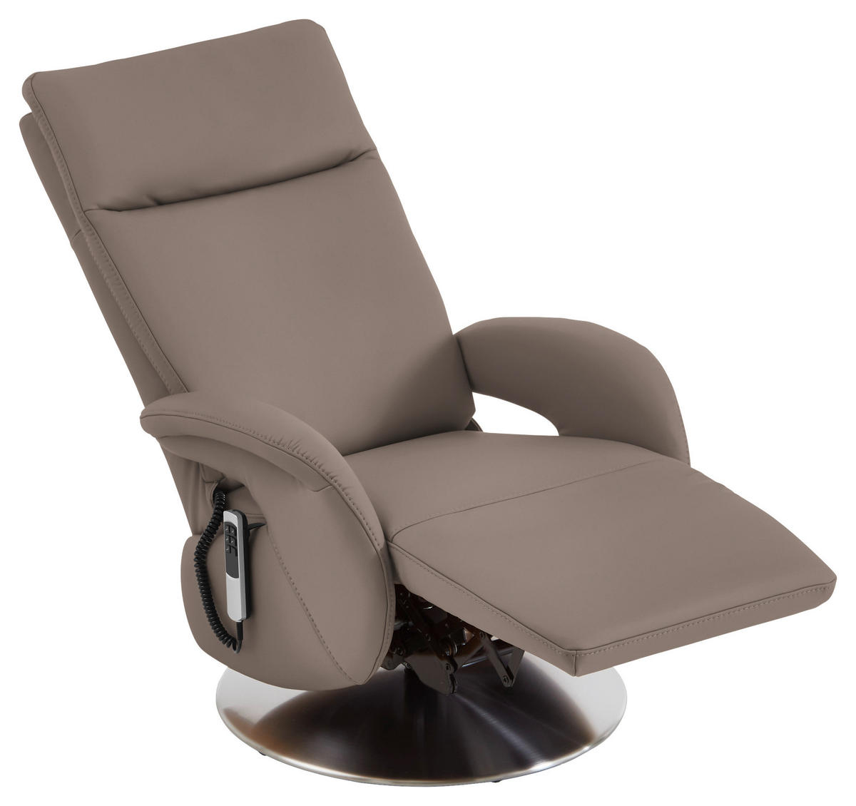 RELAXSESSEL in Leder Fango  - Edelstahlfarben/Fango, Design, Leder/Metall (70/108/80cm) - Cantus