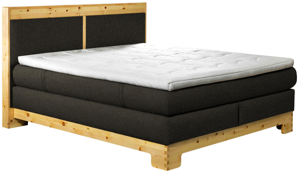 BOXSPRINGBETT 160/200 cm  in Dunkelbraun  - Dunkelbraun, Natur, Holz/Textil (160/200cm) - Linea Natura