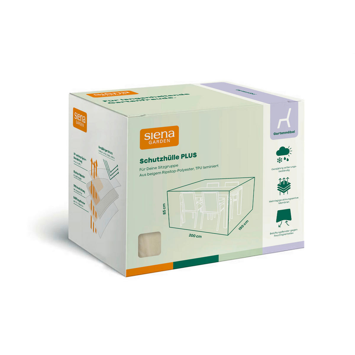 SCHUTZHÜLLE Beige   - Beige, MODERN, Kunststoff (150/85/200cm) - Siena Garden