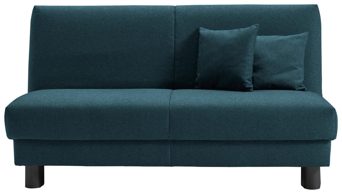 SCHLAFSOFA mit Relaxfunktion  mit Typenauswahl, Fußauswahl, Stoffauswahl, Liegefunktion Flachgewebe Petrol  - Petrol/Schwarz, Design, Textil/Metall (160/85/100cm) - Carryhome