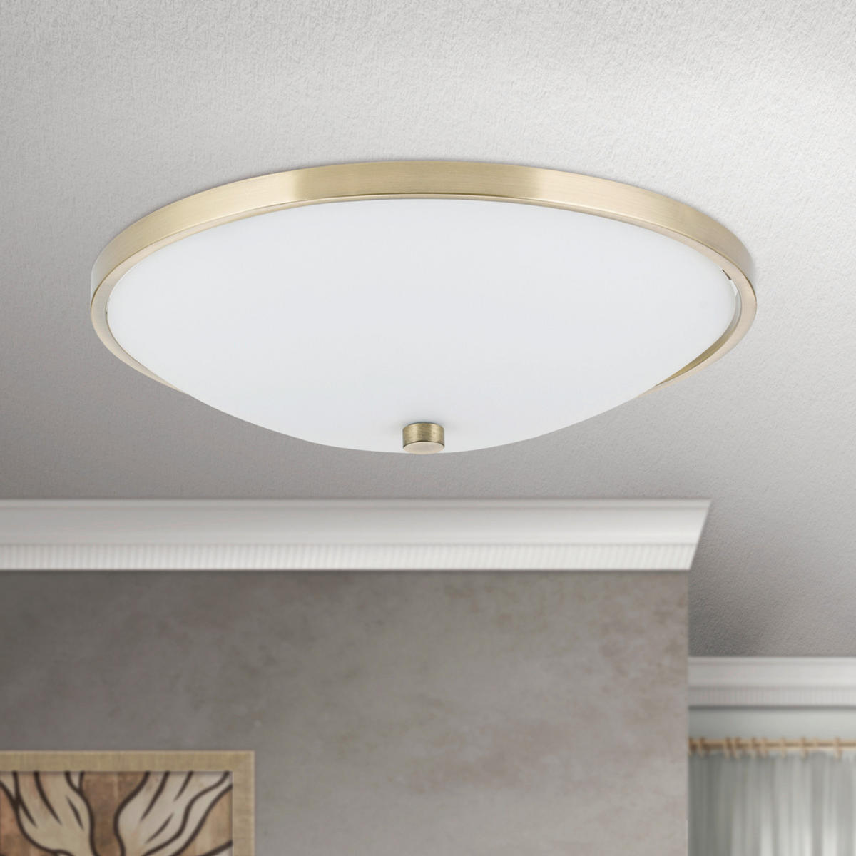 DECKENLEUCHTE Aida 39,5/12,5 cm   - Bronzefarben, KONVENTIONELL, Glas/Metall (39,5/12,5cm)