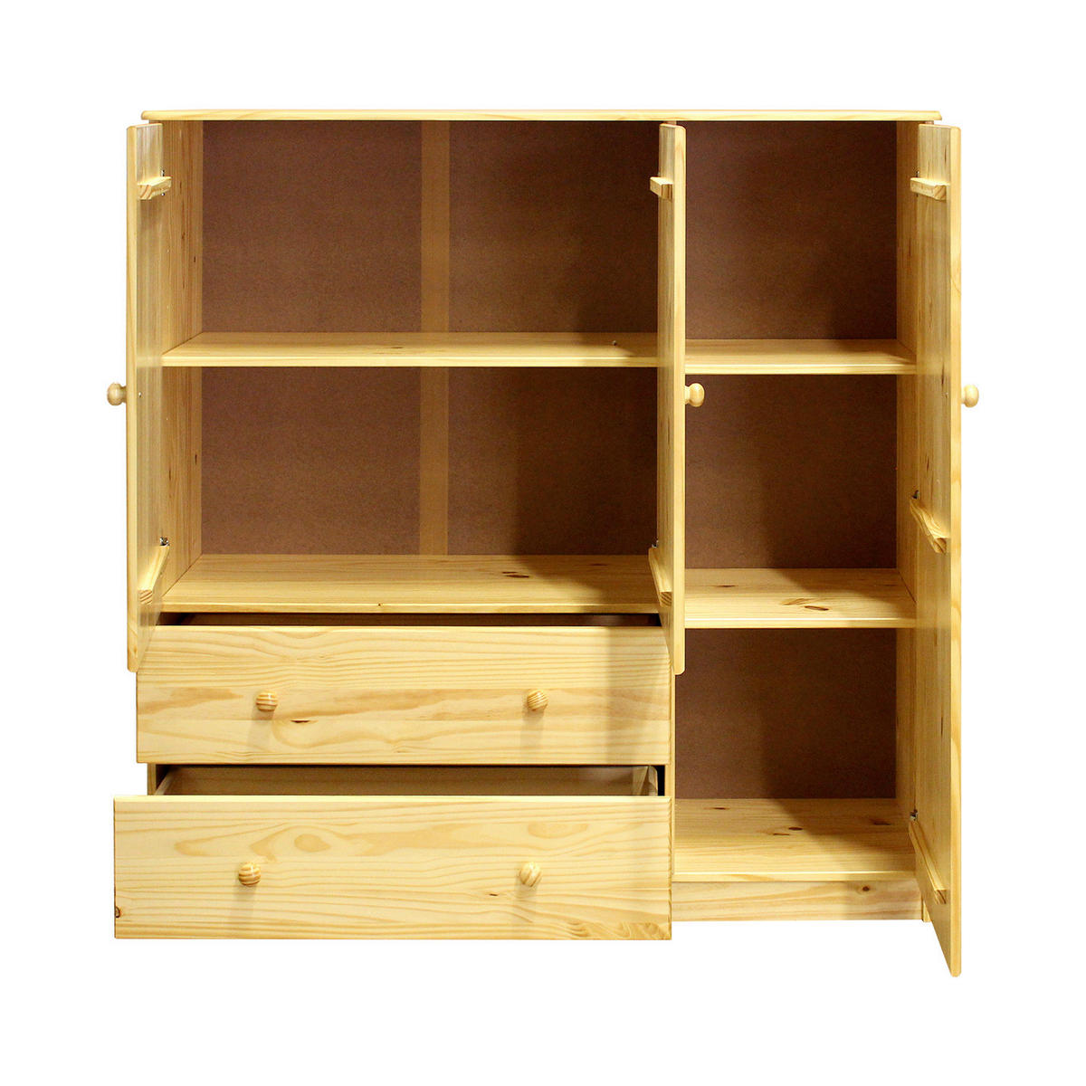 KOMMODE , 132/136/43 cm, 2 Schublade(n)  - Naturfarben, Basics, Holz (132/136/43cm) - Livetastic