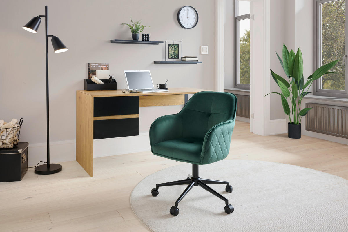 VRTLJIVI STOL kovina, tekstil zelena, črna  - črna/zelena, Moderno, kovina/umetna masa (58/82/90/62cm) - MID.YOU