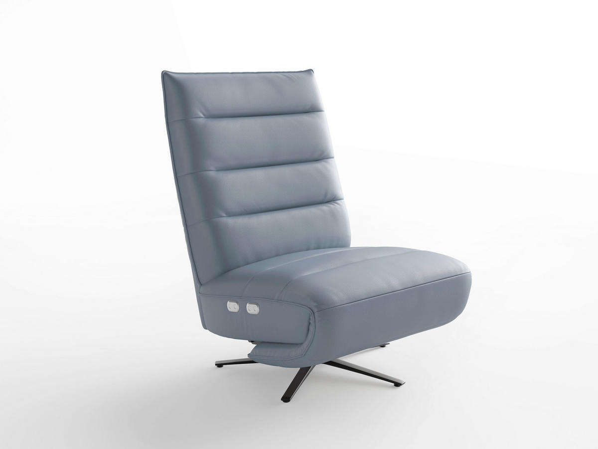 RELAXSESSEL Leder Graublau  - Graublau/Schwarz, Basics, Leder/Metall (80/109/98cm) - Sit & More