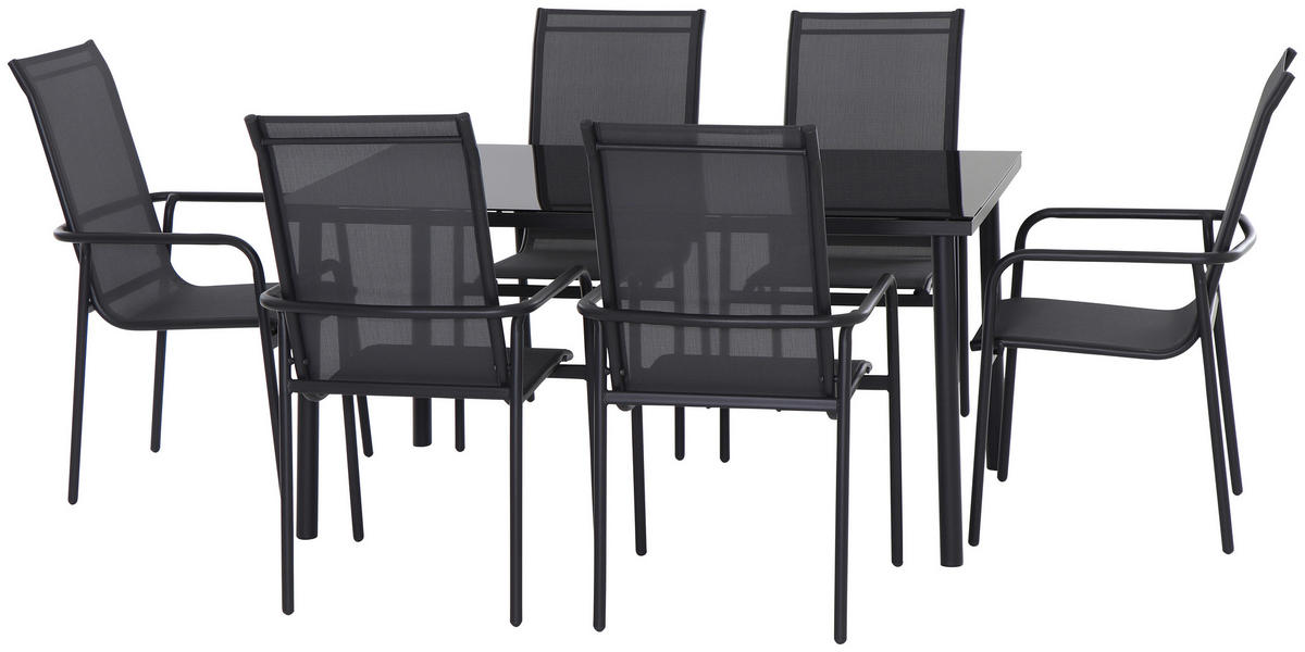 GARTENTISCHGRUPPE Webstoff Stahl  - Grau, MODERN, Glas/Textil (284/204/100cm) - Ambia Garden