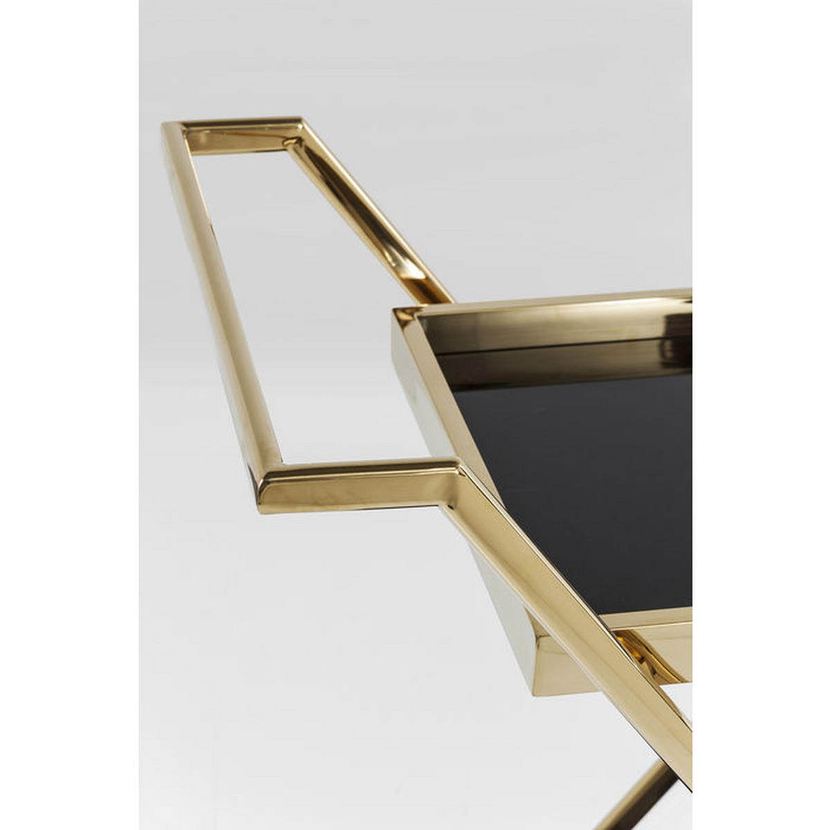 SERVIERWAGEN Schwarz, Messingfarben  - Messingfarben/Schwarz, KONVENTIONELL, Glas/Metall (89/50/76cm) - Kare-Design