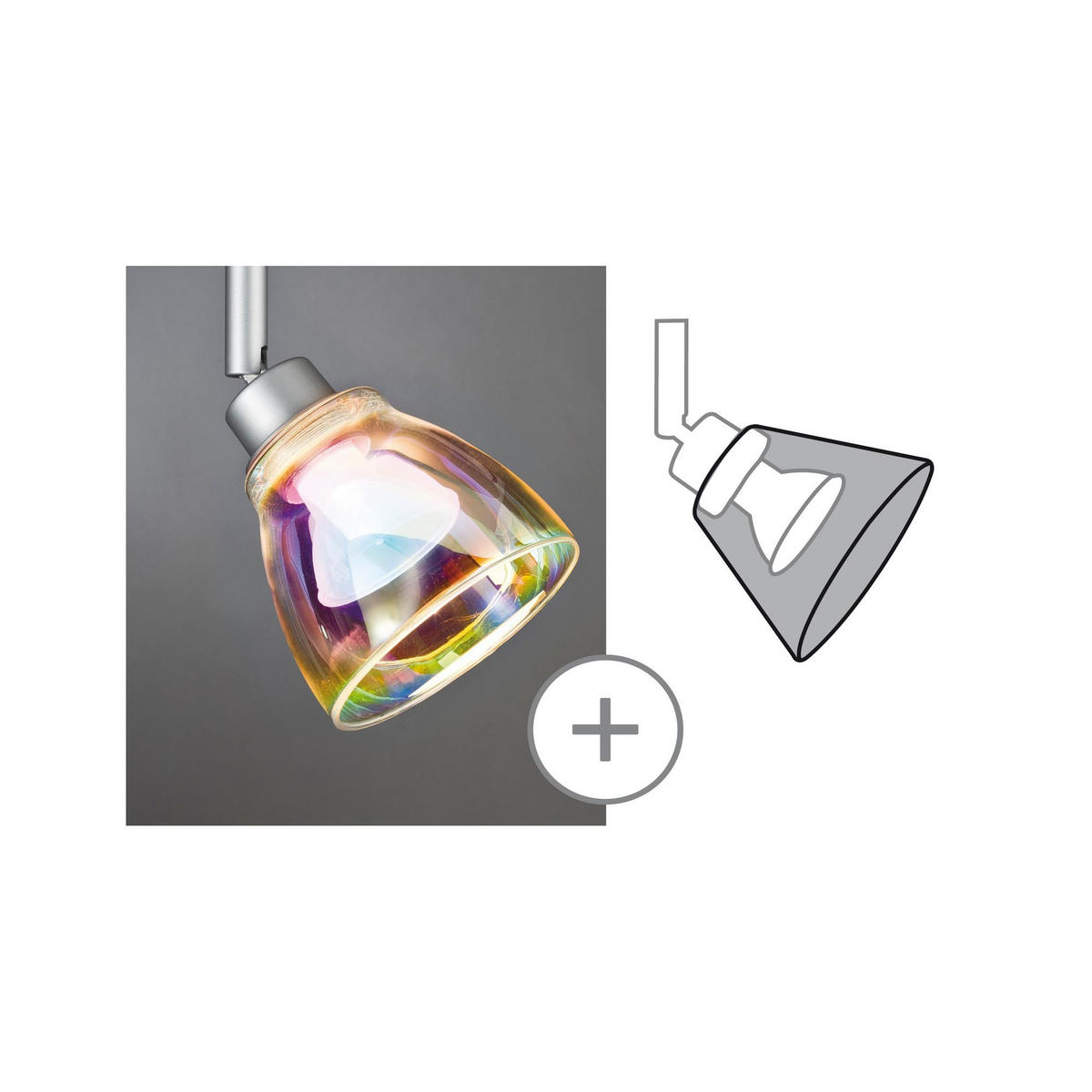 SCHIENENSYSTEM-LEUCHTENSCHIRM URail   - Multicolor, Design, Glas (8cm) - Paulmann