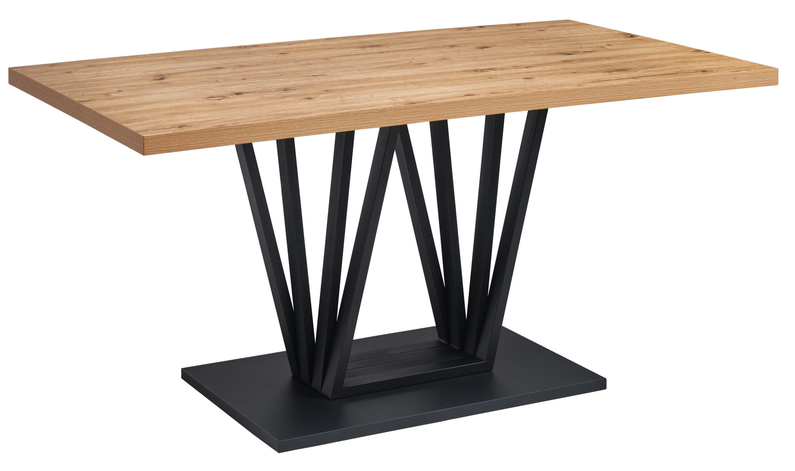 ESSTISCH Nachbildung  Metall, Holzwerkstoff rechteckig Schwarz, Eiche Artisan  - Schwarz/Eiche Artisan, KONVENTIONELL, Holzwerkstoff/Metall (160/75/90cm) - MID.YOU
