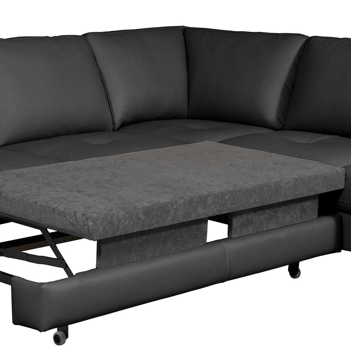 ECKSOFA Lederlook Echtleder Schwarz  - Buchefarben/Schwarz, Design, Leder/Holz (234/190cm) - Livetastic