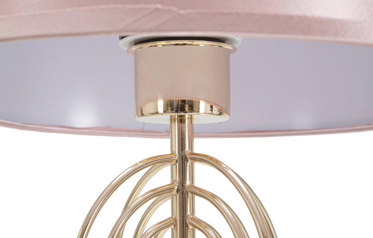 TISCHLEUCHTE 28/55 cm  - Pink/Goldfarben, Trend, Kunststoff/Textil (28/55cm) - Mauro Ferretti
