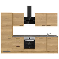 KÜCHENLEERBLOCK 300 cm   in Eichefarben, Schieferfarben  - Schieferfarben/Eichefarben, MODERN, Holzwerkstoff/Metall (300cm) - Nobilia