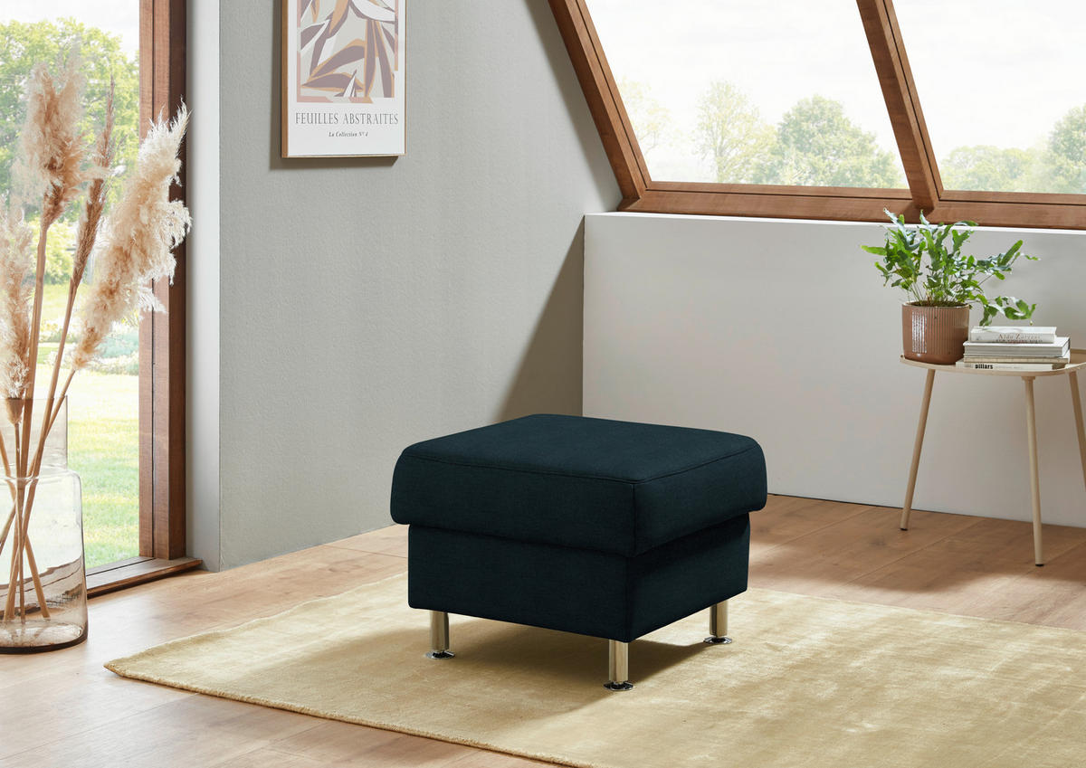 HOCKER Textil Opal  - Opal/Alufarben, Konventionell, Textil/Metall (60/46/60cm) - Beldomo Comfort