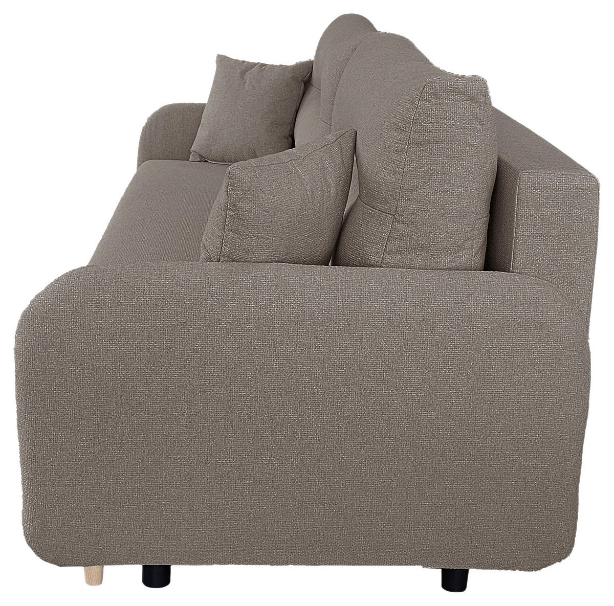 SCHLAFSOFA Flachgewebe Taupe  - Taupe/Schwarz, Design, Holz/Kunststoff (206/88/93cm) - MID.YOU