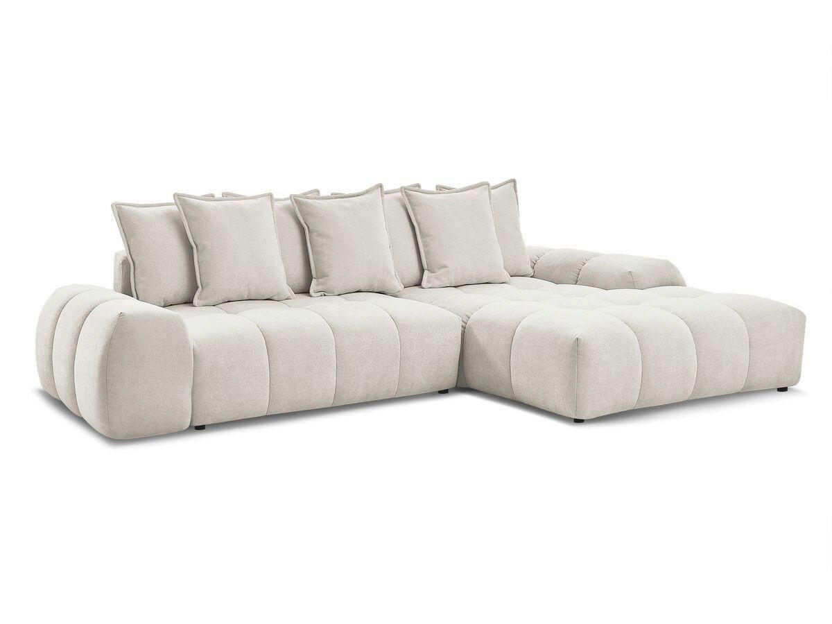 ECKSCHLAFSOFA EVEREST  mit Rücken echt, Armteil links, Armteil rechts Struktur Beige  - Beige/Schwarz, MODERN, Kunststoff/Textil (318/180cm) - Livetastic