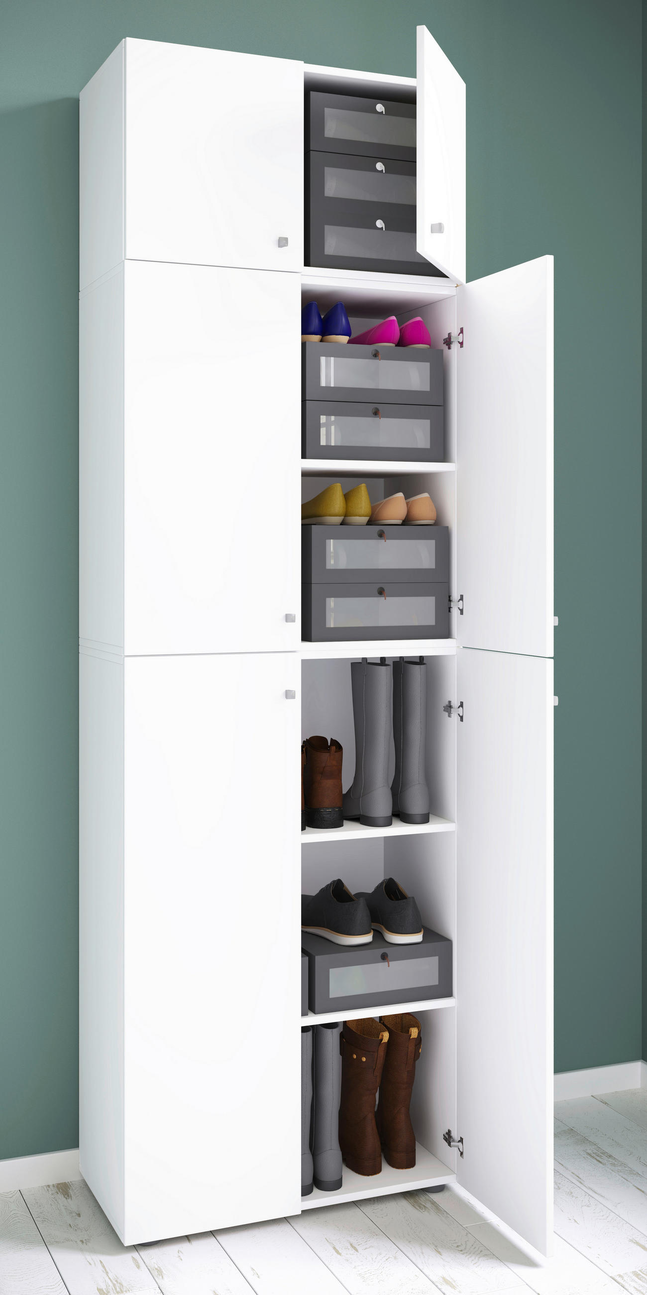 SCHUHSCHRANK in 70/223/39 cm - Schwarz/Weiß, KONVENTIONELL, Holzwerkstoff/Kunststoff (70/223/39cm) - MID.YOU