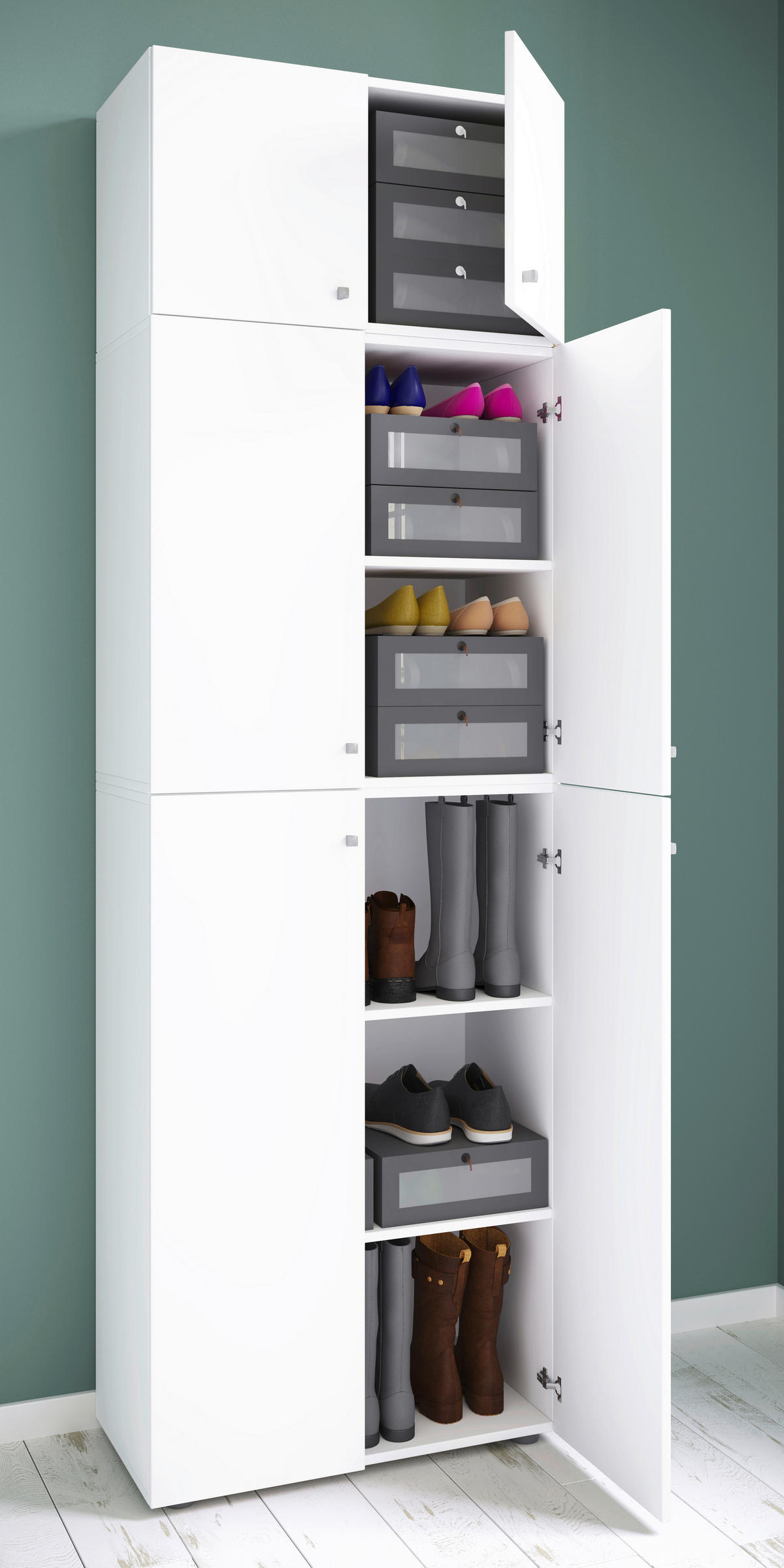 SCHUHSCHRANK  in 70/223/39 cm  - Schwarz/Weiß, KONVENTIONELL, Holzwerkstoff/Kunststoff (70/223/39cm) - MID.YOU