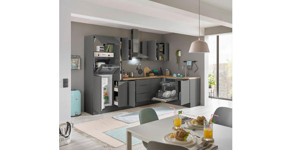ECKKÜCHE 310/175 cm  in Graphitfarben  - Schwarz/Graphitfarben, Basics, Holzwerkstoff/Metall (310/175cm) - Xora