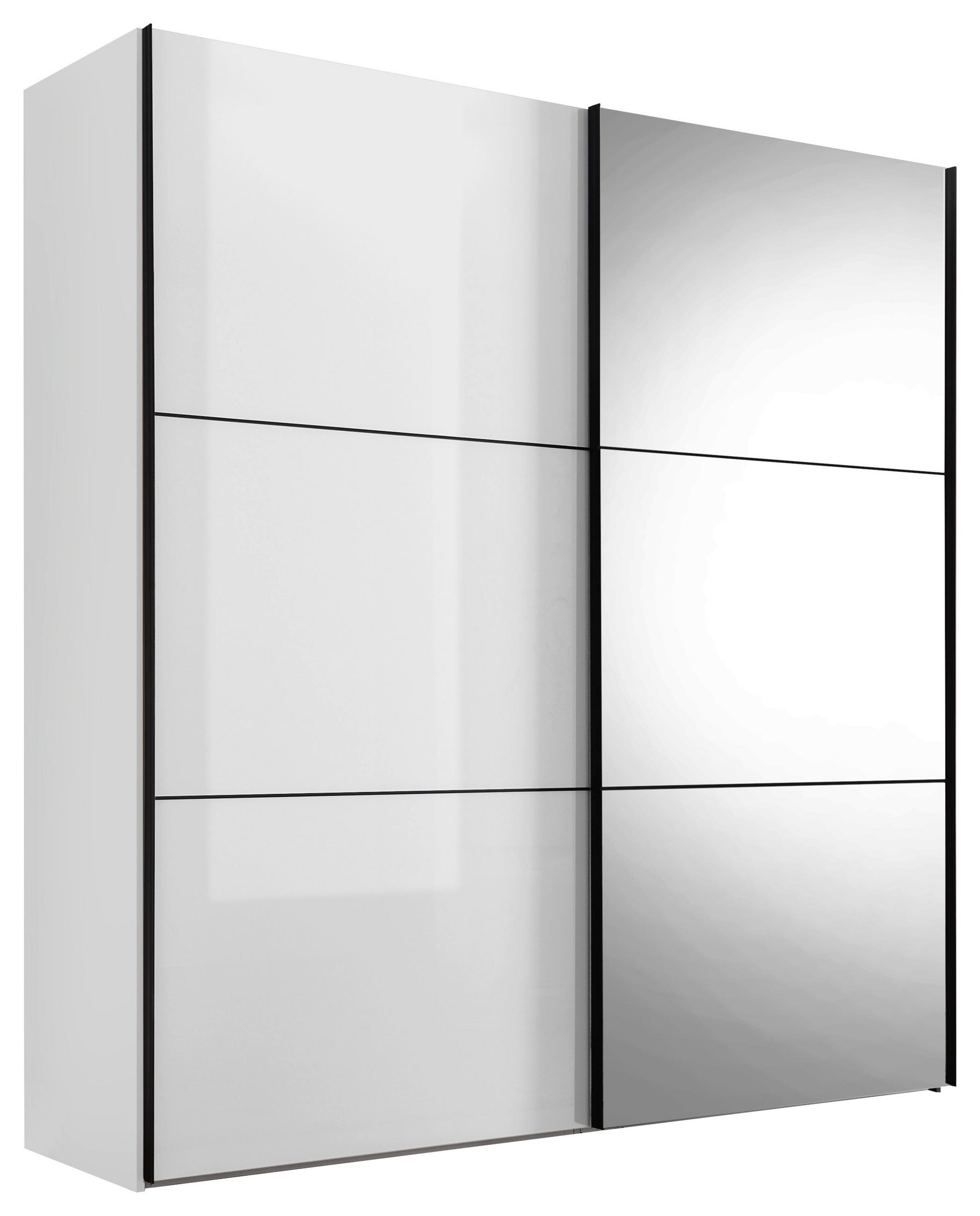 SCHWEBETÜRENSCHRANK 225/222/68 cm 2-türig Weiß  - Schwarz/Weiß, KONVENTIONELL, Glas/Holzwerkstoff (225/222/68cm) - Moderano