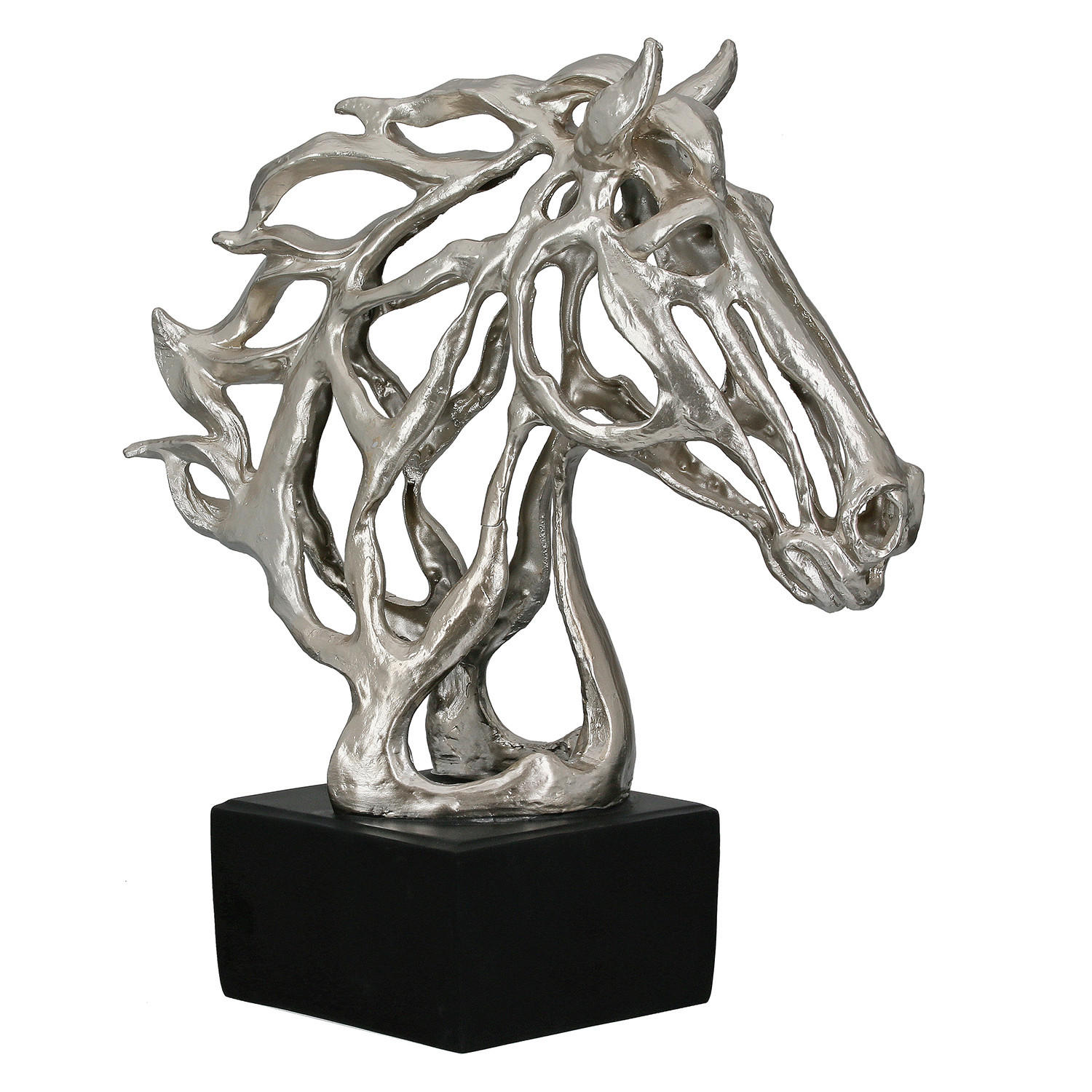 SKULPTUR - Silberfarben/Schwarz, Basics, Kunststoff (15/31/39,5cm)