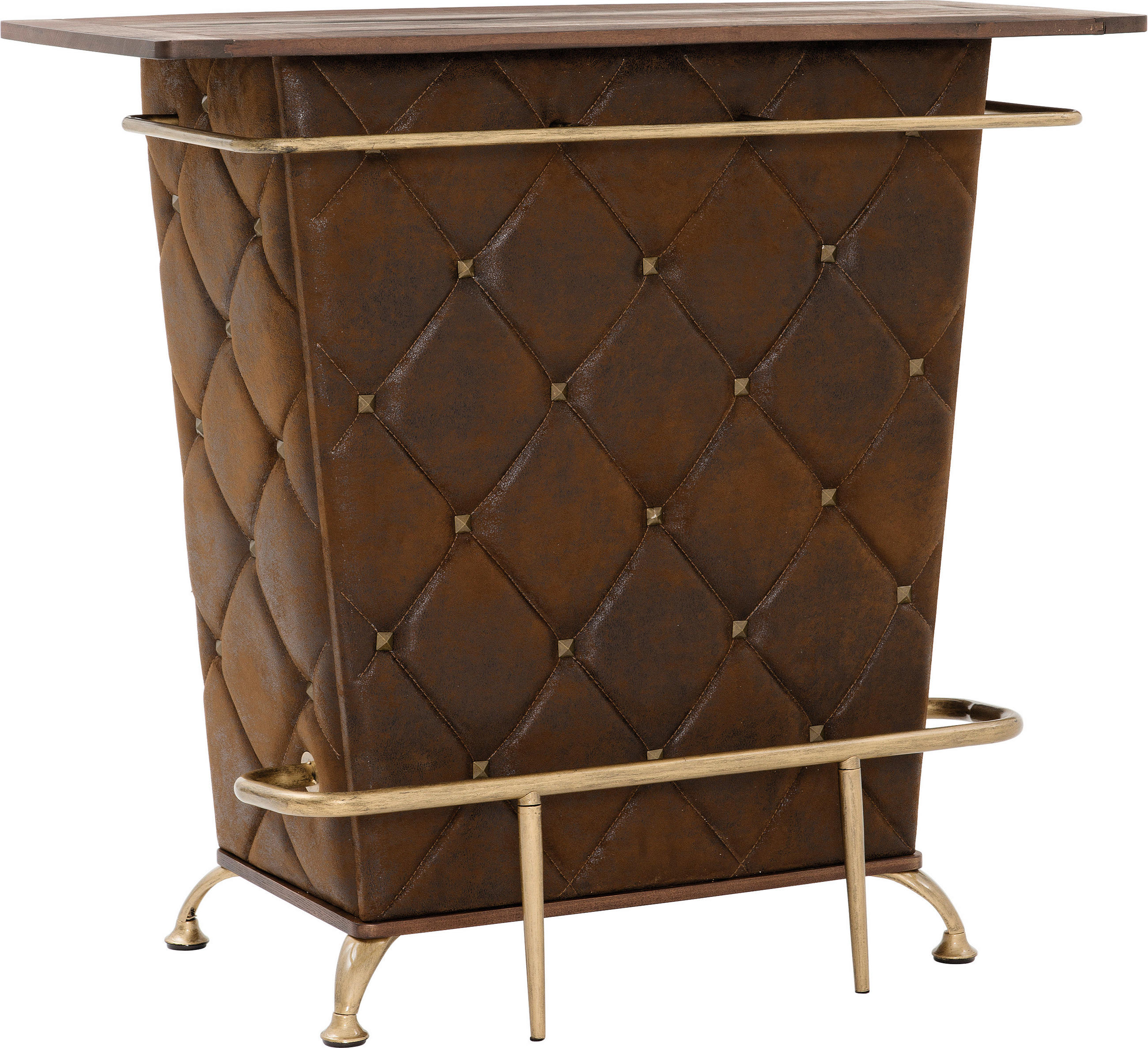 BAR in Braun, Eichefarben, Goldfarben  - Eichefarben/Goldfarben, Design, Holzwerkstoff/Textil (120/104/48cm)